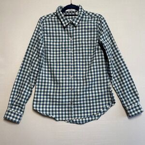 Toad&Co Womens XS Green Blue Plaid Gingham Long Sleeve Button Up Shirt Top
